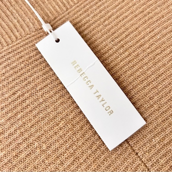 REBECCA TAYLOR Merino Wool Cashmere Mockneck Sweater Size S Camel NWT - Picture 11 of 11